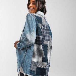 BKE Patchwork Back Denim Jacket
